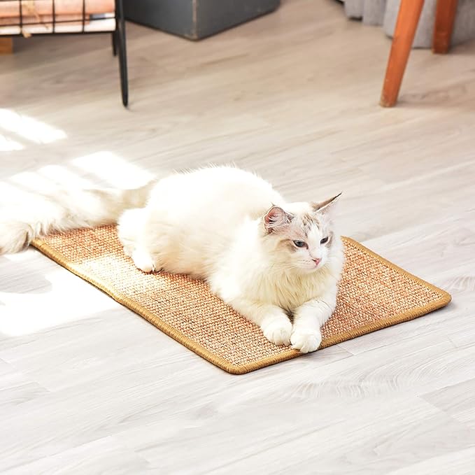 FUKUMARU Cat Scratcher Mat, 23.6 X 15.7 Inch Natural Sisal Cat Scratch Mat | Horizontal Cat Scratching Pad Mat Floor Rug with Sticky Tapes, Cat Wall Scratcher for Indoor Cats, Protect Couch and Carpet - Image 7