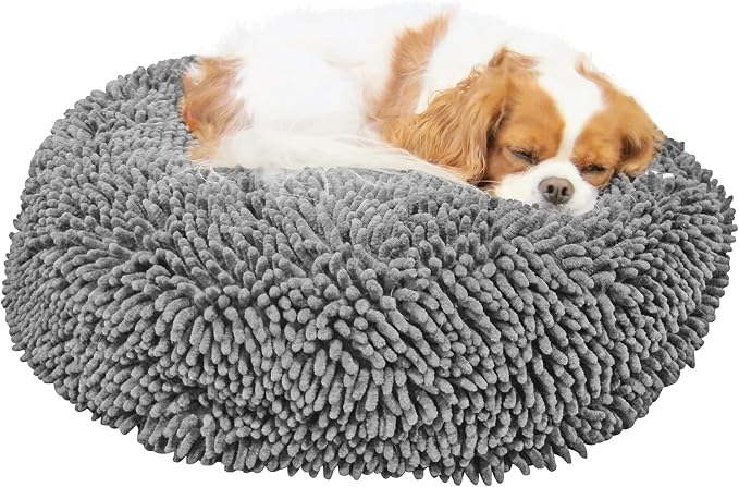 Soggy Doggy Super Snoozer Round Dog Bed, Gray, Medium 24"x24"x6" | Removable, zip-off washable cover; plush round design; for small to large breeds; car & living room use by SoggyDoggyDoormat