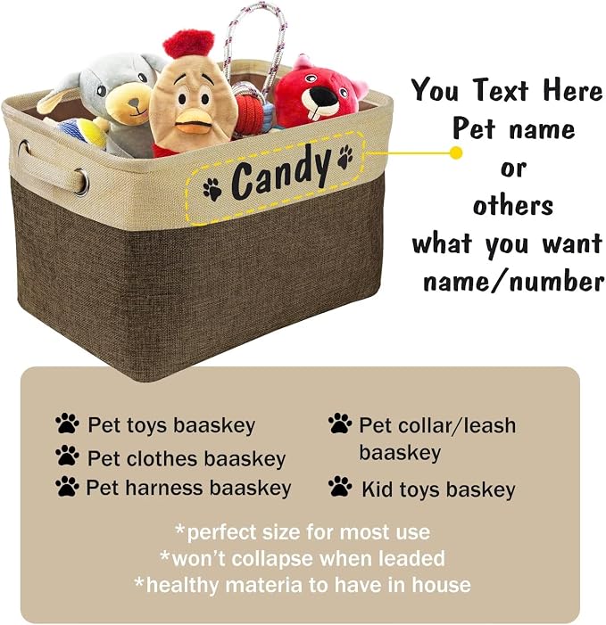 PET ARTIST Collapsible Dog Toy Storage Basket Bin with Personalized Pet's Name - Rectangular Box Chest Organizer for Clothing, Apparel & Accessories - Image 3