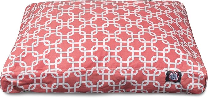 Majestic Pet Shredded Memory Foam Dog Bed Small with Removable Washable Cover – Rectangle Orthopedic Dog Bed–Durable Dog Crate Bed-Flat Dog Bed for Senior Dogs - (27x20) S - Links - Coral by MajesticPet