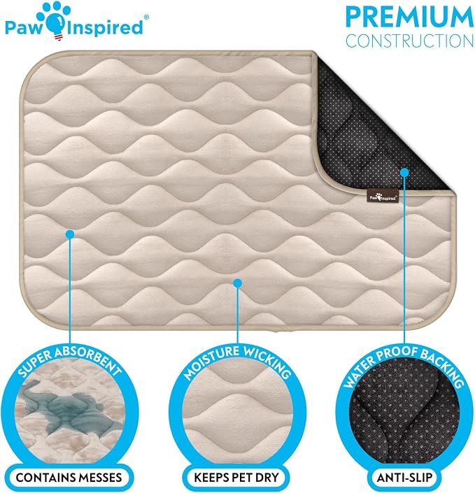 Paw Inspired Washable Padded Crate Mats for Dogs, Beige, 35x22 Inch | Fits 36-inch Kennels, Leakproof, Waterproof Bottom, Plush Dog Pad, Pet Bed - Image 5