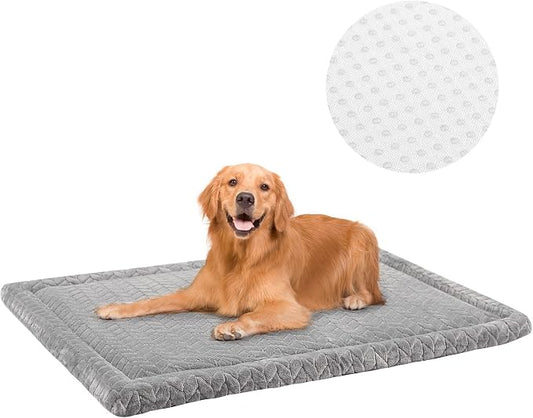 BEAUTYZOO Dog Bed Crate Pad 42 x 28 inch, Washable Dog Crate Mat for X-Large Sized Dogs, Anti-Slip Pet Crate Bed Kennel Pad, Durable Cozy Puppy Sleeping Mat Rectangle Mattress, Grey by BEAUTYZOO