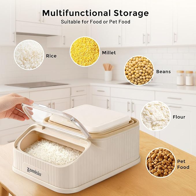 ZOMISIA 30-40lbs First-in, First-out Collapsible Dog Food Storage Container | FIFO System Easy Dispense Base for Freshness, Cat Food Storage Containers with Transparent Lid and Scoop - Image 5