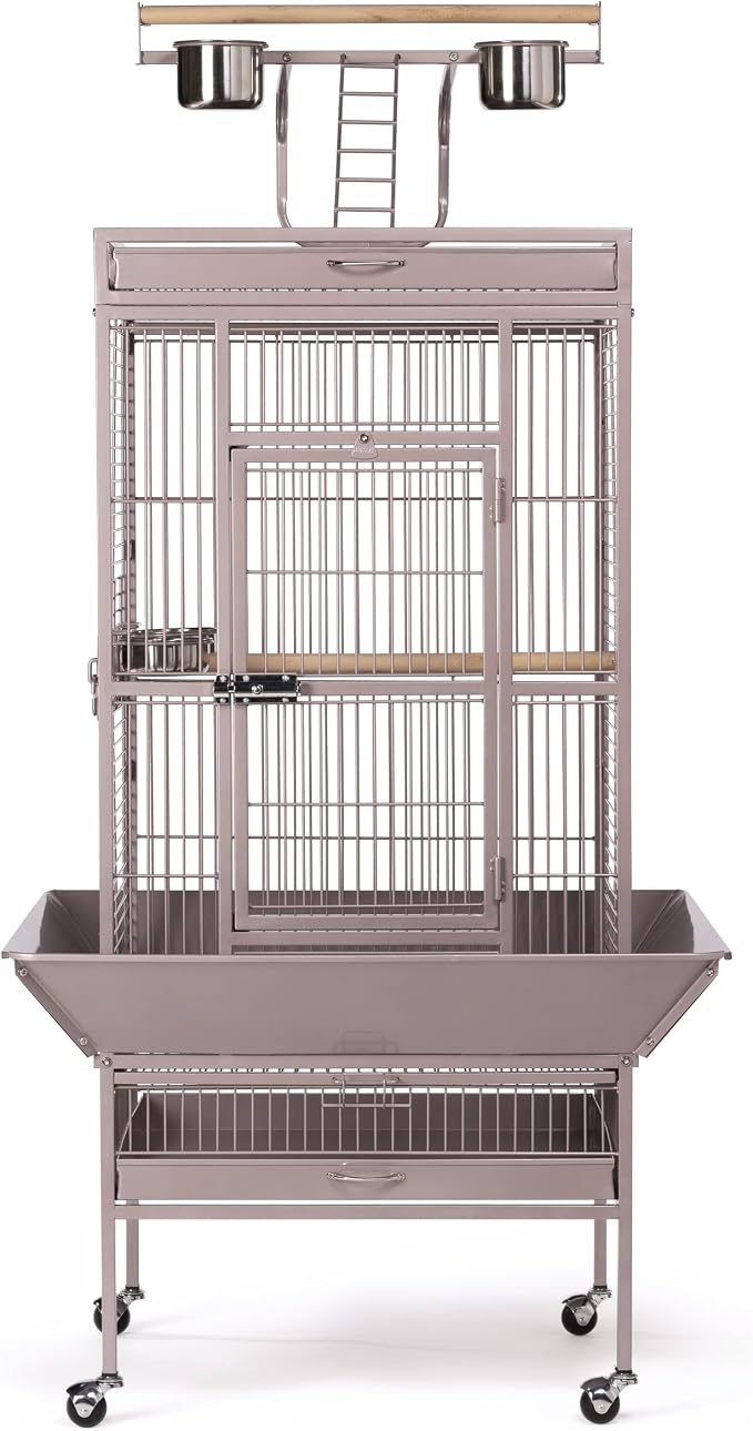 Prevue Pet Products Playtop Bird Cage - Medium Cage with Wheels for Parrots, Conures, Cockatiels, & Similarly Sized Birds, with Rolling Stand and Seed Guard - Blush Finish - Image 8
