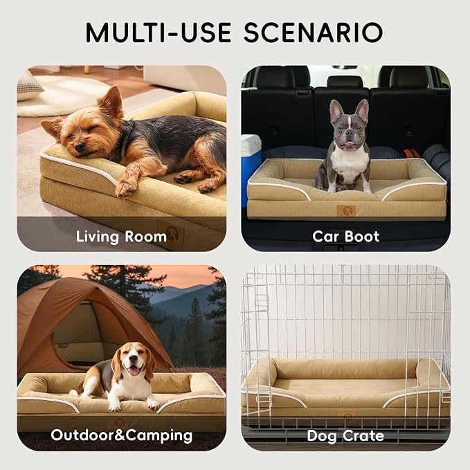 Homemate Dog Bed for Extra Large Dog: 48x35 inch Orthopedic Large Dogs Bed XXL Outdoor Pet Cat Bed Sofa Supplies with Toy Dogs Crate Pad Couch with Removable Washable Cover & Non-Slip Botton Brown | Large Dogs Bed with Non-Slip Botton & Removable Washa... - Image 7
