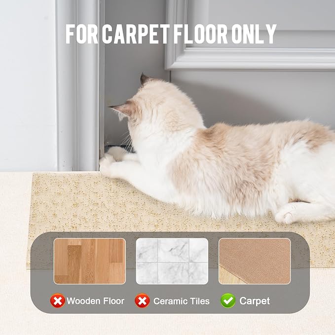 Uross Carpet Protector for pets - Cat Carpet Protector for Doorway, Anti Scratch Under Door Cat Scratch Protector Mat, Easy to Cut Plastic Carpet Scratch Stopper, Cat Scratch Guard Carpet 3.6FT-Golden - Image 5
