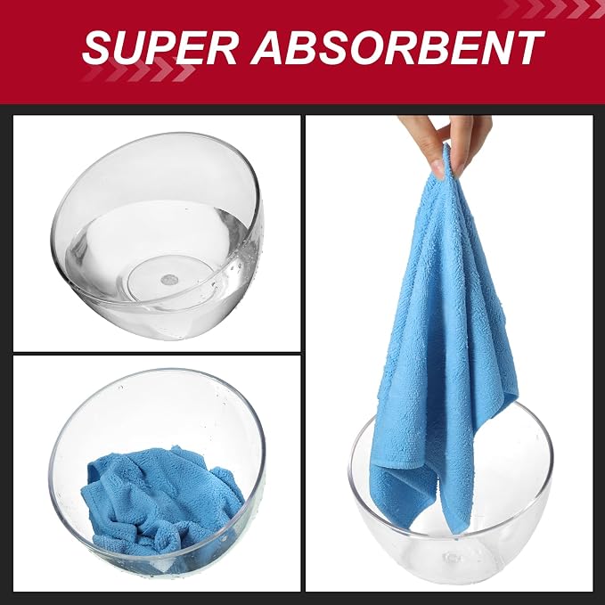 Oudain 200 Pcs Microfiber Cleaning Cloth 16x16 Inch Microfiber Towels for Car Ultra Absorbent Cleaning Rags Reusable Lint Free Streak Free Detailing Towel for Car Washing Drying Dusting (Blue) - Image 3