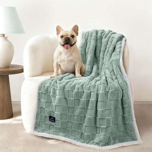 Luciphia Waterproof Dog Blanket, Reversible Fleece & Sherpa, Couch Cover | Soft plush fluffy, washable, puppy, cat, dog bed, crate, car seat, sofa, throw, furniture protector,Green,Medium(57" x 40") by luciphia
