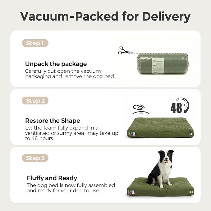 Sytopia 42 Inch Canvas Outdoor Dog Bed for Extra Large Dogs, Durable Dog Bed with Waterproof Machine Washable Removable Cover, Indoor Patio Pet Pad for Crate, Green - Image 6