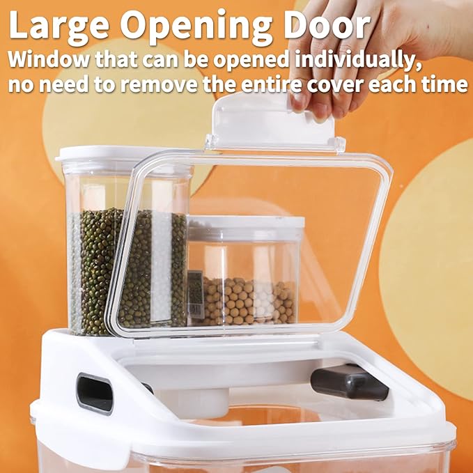 Fhiny 5.5LB Dog Food Storage Container, Airtight Pet Treat Bin Translucent Dry Food Grain Storage Barrels Sealed Bucket Moisture-Proof Plastic Cat Puppy Food Bin with Seal Locking Lid Keep Fresh - Image 2