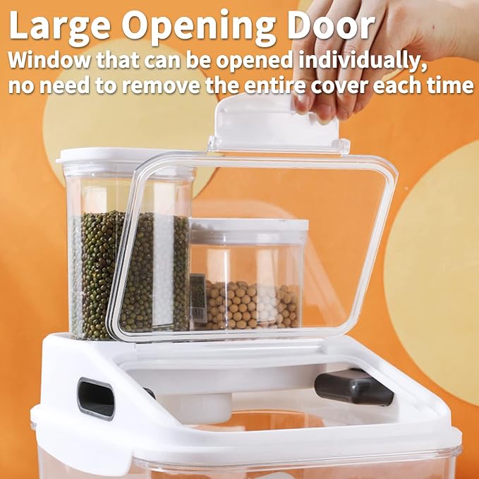 Fhiny 11LB Dog Food Storage Container, Airtight Pet Treat Bin Translucent Dry Food Grain Storage Barrels Sealed Bucket Moisture-Proof Plastic Cat Puppy Food Bin with Seal Locking Lid Keep Fresh - Image 2