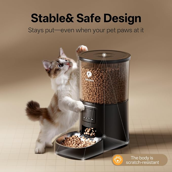 PETULTRA Automatic Cat Feeder WiFi- 5Ghz Cat Food Dispenser with APP Remote Control- Auto Pet Feeder for Small Dog Indoor- Easy to Set Up and Clean- Dual Power with Desiccant Bag& Stainless Steel - Image 8