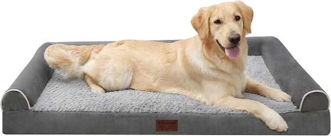 Grey 36''x27''x6.5 Medium L Orthopedic Plush U Shape Dog Bed | Soft, Waterproof, Egg Foam, Pet Crate Beds Mat, Kennel Pads, Removable Washable Cover,Non-Slip Bottom,Anti-slip oxford fabric by YIZHUOPET