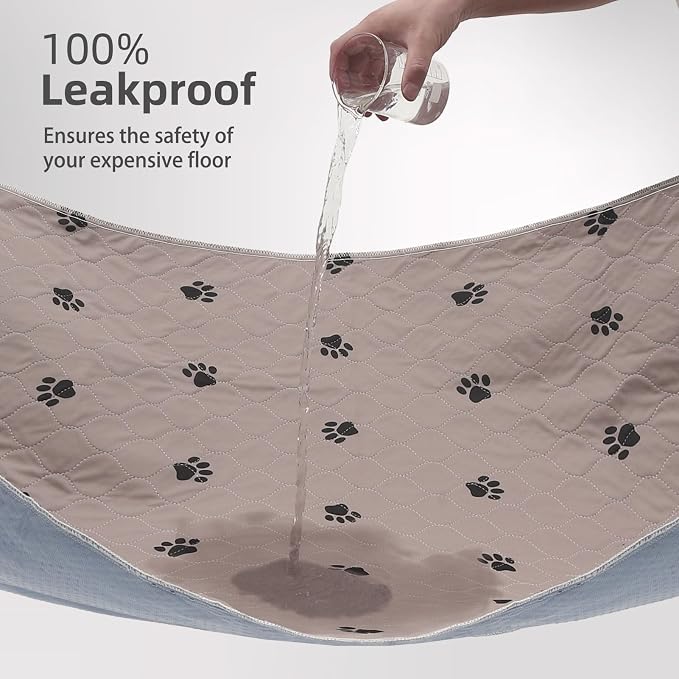 PUPTECK Washable Pee Pads for Dogs Dog Training Pads 4 Pack Brown 24x36 in | Reusable Puppy Potty Training Pads Whelping Mat Pet Food Feeding Mat Leakproof Fast Absorption Non-Slip for Small Animals - Image 3
