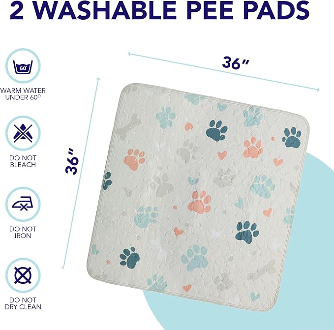 PUPIBOO Washable Pee Pads for Dogs and Cats - Super Absorbent Reusable Puppy Training Pads - 100% Waterproof, Leak-Proof & Non-Slip Whelping Pads for Pet Housebreaking - Image 8