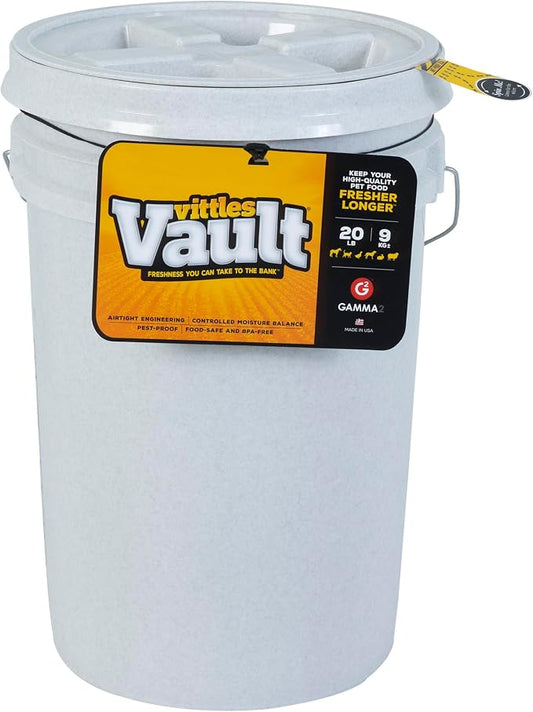 Gamma2 Vittles Vault Dog Food Storage Container, Up to 20 Pounds Dry Pet Food Storage, Made in USA | Made in USA, airtight seal keeps dry meals fresh and pests out, durable pantry bin for medium sized bags, easy scoop access by Gamma2