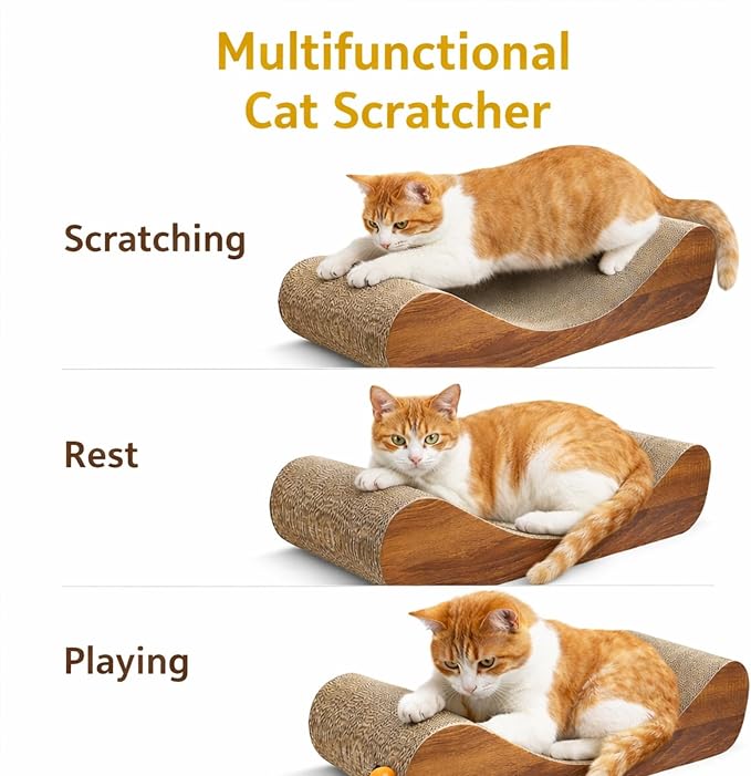 Simple Delxue Horizontal Cat Scratcher Pad, 23.6" Large Cat Scratcher Cardboard Lounge Bed, 100% Recyclable & Reversible Durable Cat Scratching Board - Image 3