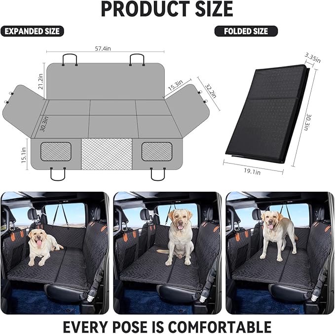 YJGF Hard Bottom Dog Car Seat Cover for Full-Size Trucks,Back Seat Extender | Strong Support,More Rest Space,Waterproof, Scratch Resistant,Car Seat Protector,Dog Hammock for Car/SUV/Small Truck - Image 6