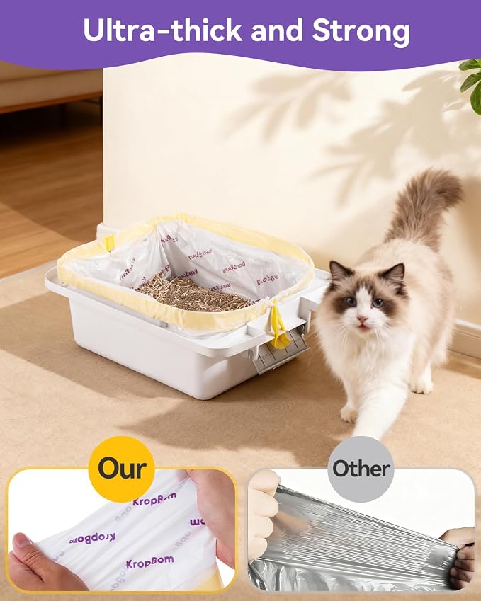 120 Count Automatic Cat Litter Box Liners Compatible with PetPivot AutoScooper 11/12 and Similar Open Top Self Cleaning Litter Box, Heavy Duty Cat Litter Bags Liners with Drawstring, 25.19" x 11.8" - Image 6