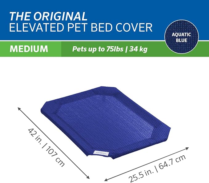 The Original Coolaroo Elevated Pet Bed Replacement Cover, Medium, Aquatic Blue - Image 3