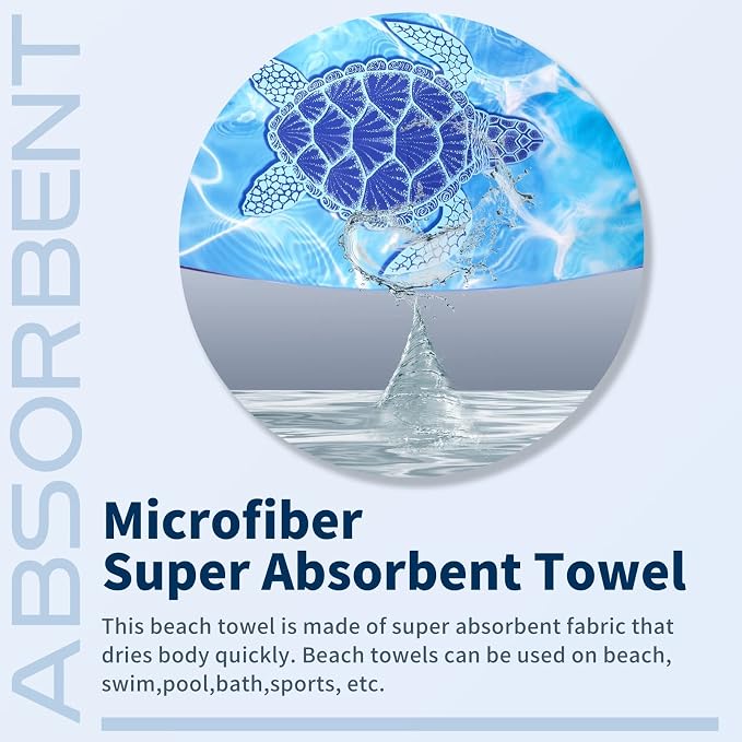 TwoYek Microfiber Beach Towel Extra Large 71x32 Turtle Floral 2 Pack | Thin & Lightweight, Sand Free, Super Absorbent & Quick Dry, Oversized Towels for Beach Bath Pool Swim Travel Essentials Gift - Image 6