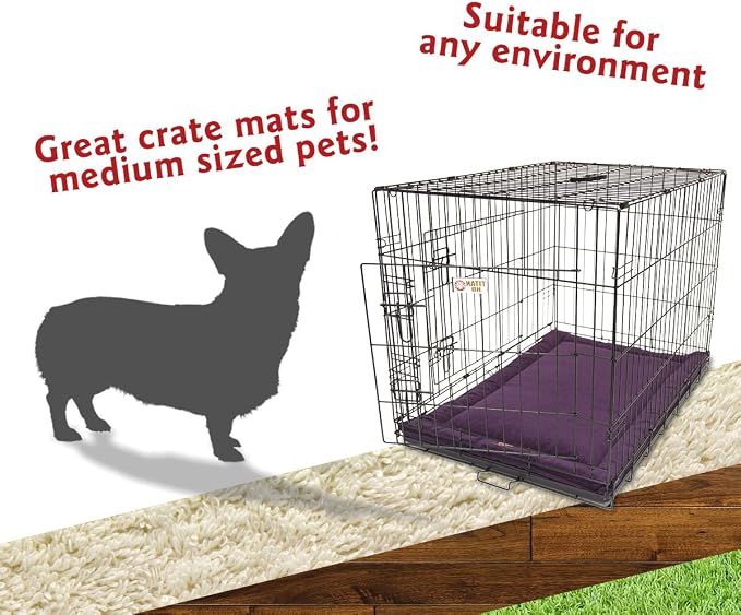 Majestic Pet Dog Crate Mat - Machine Washable Soft Plush Pet Bed Pad for Crates & Kennels | USA Crafted | 36"x23" Villa Aubergine - Image 4