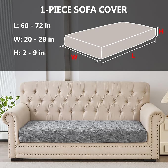 Genina Waterproof Couch Cushion Covers for Pets Washable Sofa Seat Covers | Non Slip,Stretch Jacquard Fabric,Pet Hair & Scratch Protection,Easy Installation,Furniture Protector,Sofa Cover - Image 2