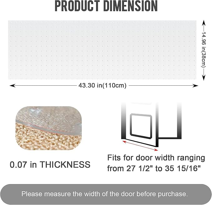 Uross Carpet Protector for Pets - Cat Scratch Guard Mat, Anti Scratch Under Door Guard, Easy to Cut Plastic, 3.6FT - Image 3