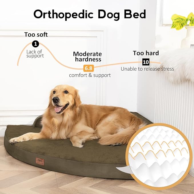 MEKIY Orthopedic Waterproof Dog Bed with Sides for Large Medium Dogs | Egg Crate Foam, Waterproof Liner, Anti-Slip Bottom, Space-Saving, Perfect for Corners and Sofa Edges, 35 x 35 Inch - Image 2