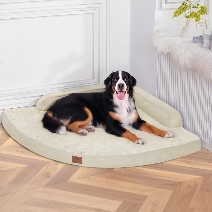 MEKIY Orthopedic Waterproof Dog Bed with Sides for Large Medium Dogs | Egg Crate Foam, Waterproof Liner, Anti-Slip Bottom, Space-Saving, Perfect for Corners and Sofa Edges, 35 x 35 Inch by Mekiy