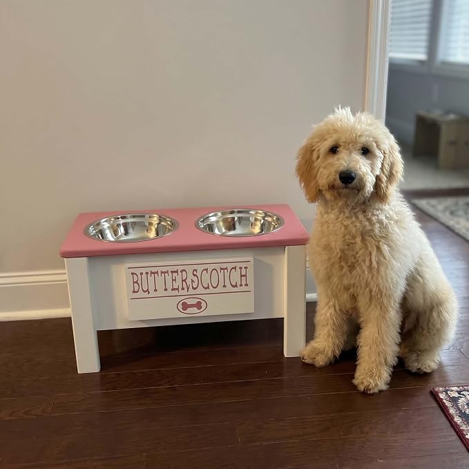Elevated Dog Bowls for Large Dogs, Personalized Food Stand for Large Breed | Farmhouse Style, Elevated Wood Stand, Storage Container, Stainless Steel Bowls, Raised Anti-Slip Feeder, Made in USA - Image 4