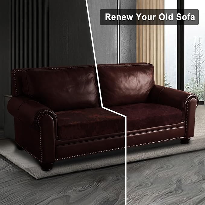 ANARACHON Leather Look Couch Cushion Covers Sofa Seat Slipcovers Sets Couches Furniture Protector for Sectional Armchair Loveseat Pets Kids Stretch Spandex Fabric (1 Cushion Loveseat, Burgundy) - Image 7