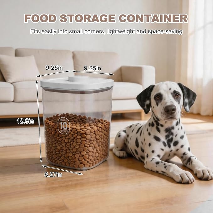 LEAWALK 10Lbs/10.57Qt Airtight Dog Cat Food Storage Container and Dog Treat Containers BPA-Free, PET Clear Stackable Pet Storage Bin, Pop Top, 1-Cup Scoop for Pet Food/Rice/Flour/Bread/Grains - Image 7