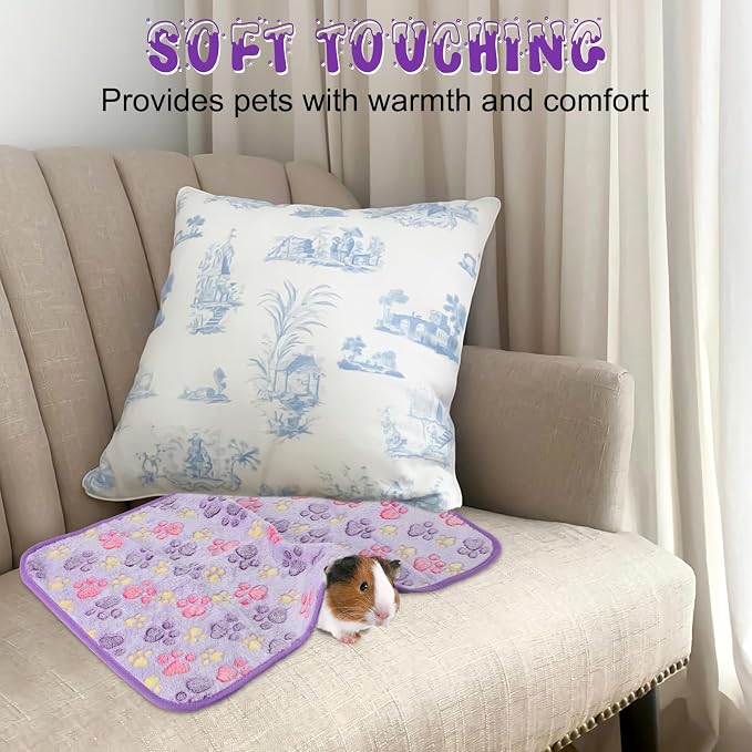 YUEPET Waterproof Guinea Pig Blankets Washable 3 Pack Small Animal Fleece Cage Liners Pet Soft Sleep Mat Pad Cover Warm Flannel Throw for Hamster Guinea Pig Rabbit Chinchilla Hedgehog Ferret 23"×16" - Image 5