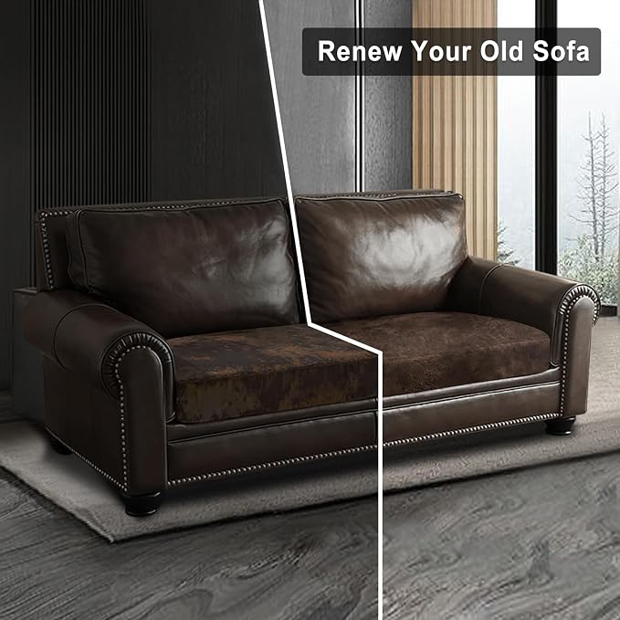 ANARACHON Leather Look Couch Cushion Covers Sofa Seat Slipcovers Sets Couches Furniture Protector for Sectional Armchair Loveseat Pets Kids Stretch Spandex Fabric (1 Cushion Loveseat, Brown) - Image 7