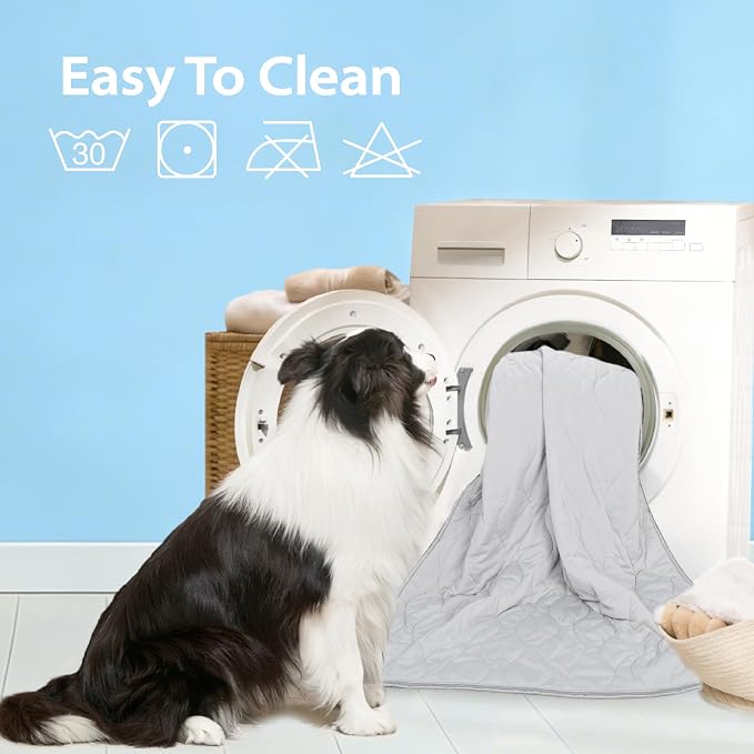 Cooling Blanket for Dogs - Q-MAX>0.4 Waterproof Pet Throw Blanket Bed Cover, Non-Slip Dog Blankets for Couch Protector, Washable Furniture Cover for Summer, Grey,30x40 - Image 6