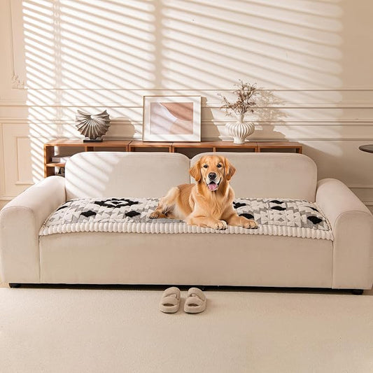 STACYPIK Thickened Non Slip Geometric Black Sofa Cover, Arm Headrest Cover Washable, Plush Warm Dogs Couch Slipcovers Protector, Boho Pet Friendly Love Seats Cover Multi-Use Bed Mat-27.6X27.6IN by STACYPIK