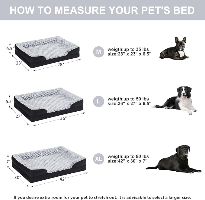 LEXTRO Orthopedic Dog Bed for Medium Dogs, Comfy Sleeping Dog Sofa Bed | 28x23 Inch Medium Dog Bed with Sides, Non-Slip Bottom and Egg-Crate Foam Dog Couch Bed with Washable Removable Cover - Image 4