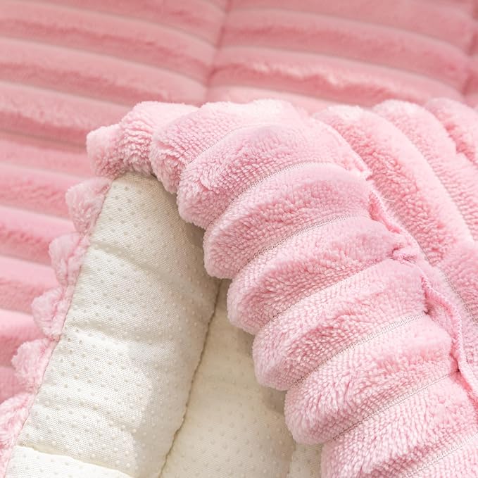 vctops Striped Couch Cover Super Soft Corduroy Sectional Sofa Cover Washable Non Slip Sofa Slipcover Furniture Protector for Kid Dog Pet,1 Piece (Pink,27"x82") - Image 7