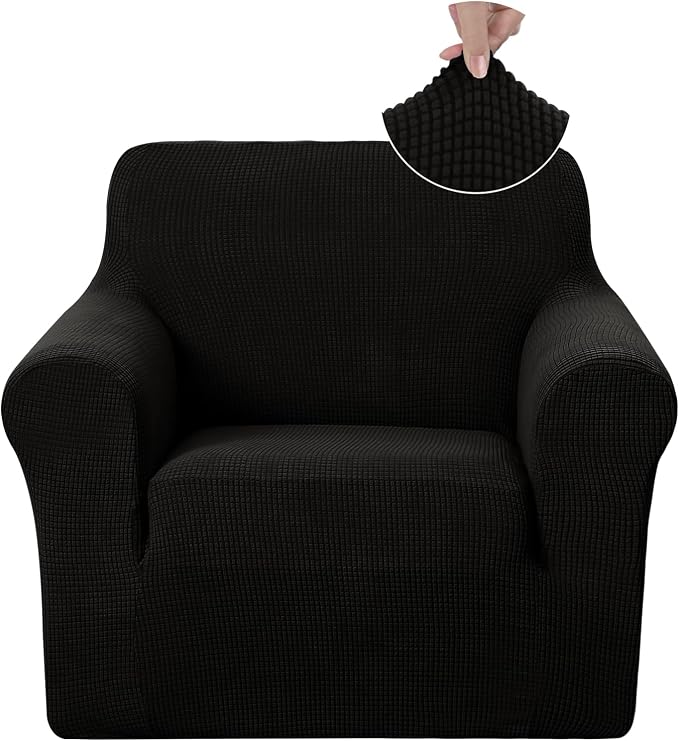 U-NICE HOME Stretch Recliner Chair Cover Armchair Slipcover, Black | Furniture Protector, 1-Piece Chair cover, Washable, Pet friendly, Polyester Spandex Jacquard fabric by U-NICEHOME