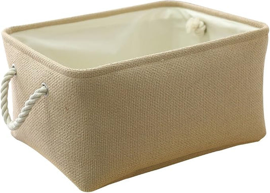 TheWarmHome Large Storage Basket - Fabric Storage Baskets for Organizing Shelves, Collapsible Storage Bin Organizer for Closet Bookself Laundry Dog Toy Home Organization, Decorative Beige Basket Gift by TheWarmHome