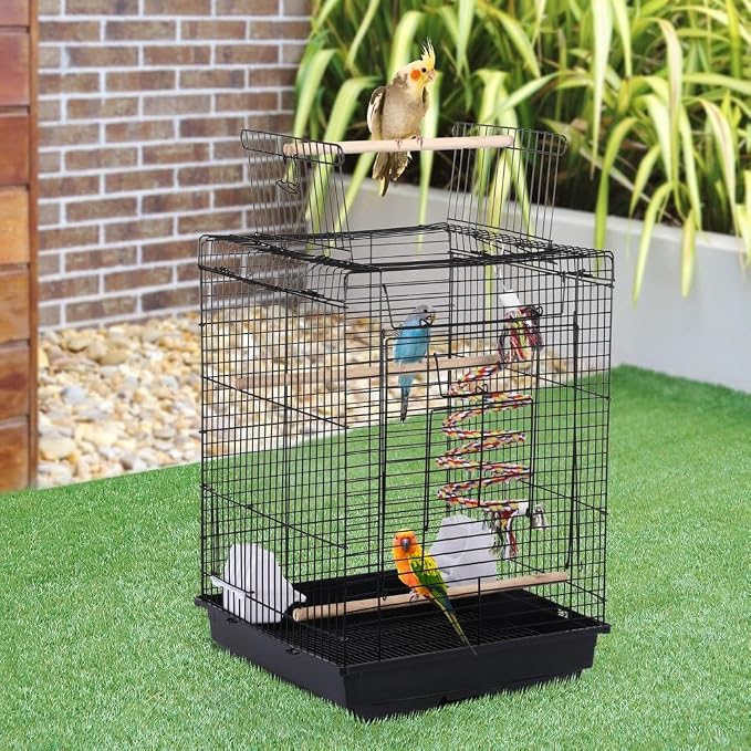 Yaheetech Open Play Top Travel Bird Cage for Conure Sun Parakeet Green Cheek Conure Lovebird Budgie Finch Canary, Small-Size Travel Portable - Image 2