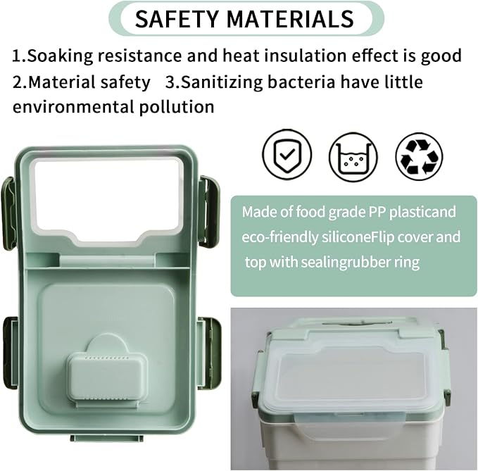 Large Flour Storage Container Bin 25lb, 2Pack Airtight Rice Storage Containers with Wheels Seal Locking Lid, BPA Free with Measuring Cup&Scoop for Flour, Rice, Grain(Green) - Image 3