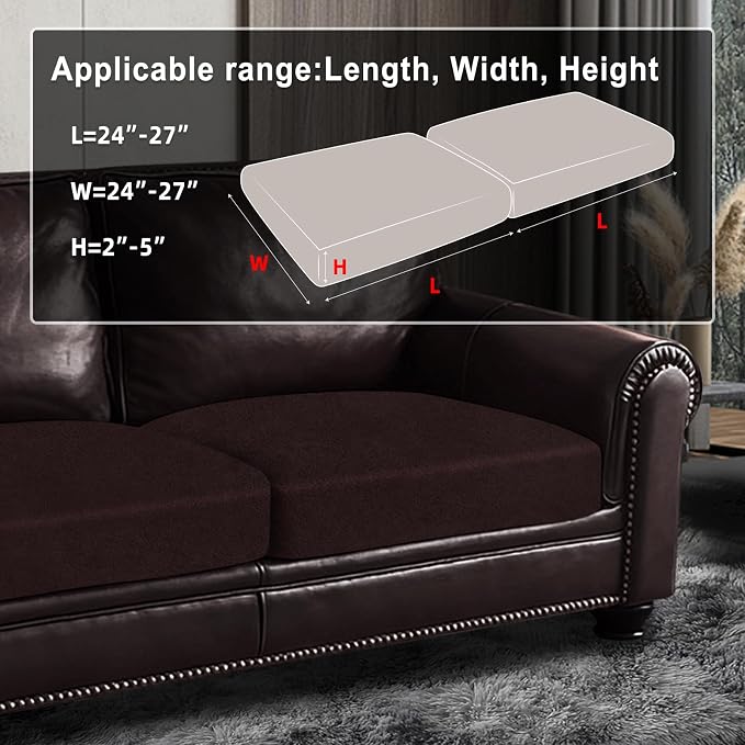 ANARACHON Leather Look Couch Cushion Covers Sofa Seat Slipcovers Sets Couches Furniture Protector for Sectional Armchair Loveseat Pets Kids Stretch Spandex Fabric (2 Cushion Loveseat, Chocolate) - Image 3