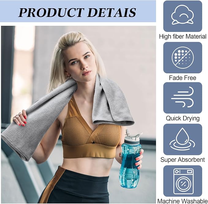 SmoothNovelty 36 Pcs Microfiber Gym Towel 16 x 28 in Bleach Proof Towels Absorbent Soft Sweat Towels Quick Dry Lightweight Towel for Hand Salon Bath Spa Hotel Pool Home Hair Care(Light Grey) - Image 3