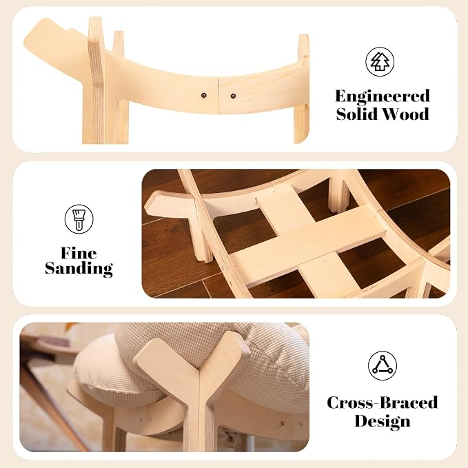 CHEERHOME PETS Elevated Cat Bed Wooden with Cushion Fluffy Pet Couch Sofa for Indoor Cats Raised Kitty Lounge Chair Suitable for Puppy, Cat Furniture(White) - Image 4