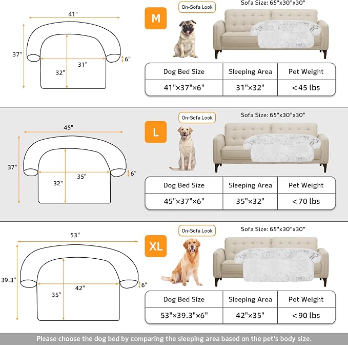 Calming Dog Bed Fluffy Plush Dog Mat for Furniture Protector with Removable Washable Cover for Large Medium Small Dogs and Cats (Large, Light Grey) - Image 5