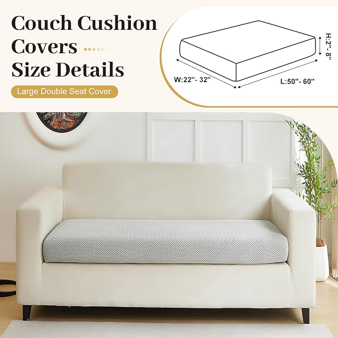 Couch Cushion Covers & Couch Cover for Sectional Sofas, Reversible Non-Slip Sofa Slipcovers, Washable Pet Proof Home Decor Protector (Orgen, Large Double Seat Cover) - Image 2