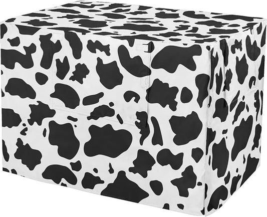 Dog Crate Cover Kennel Cover for Dog Cages Breathable for Wire Cage Indoor Outdoor Black White Cow Print by QwThum