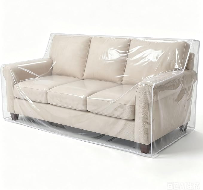 TAOCOCO Plastic Couch Cover 96" W Heavy Duty Clear 3 Seat Sofa Covers, Thick Vinyl Plastic Cover for Protection Against Cat & Dog Clawing, Waterproof & Dustproof Sofa Protector for Storage and Moving by TAOCOCO